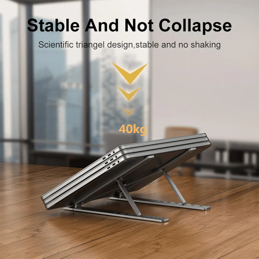 Folding Adjustable Aluminum Laptop Stand + FREE POUCH